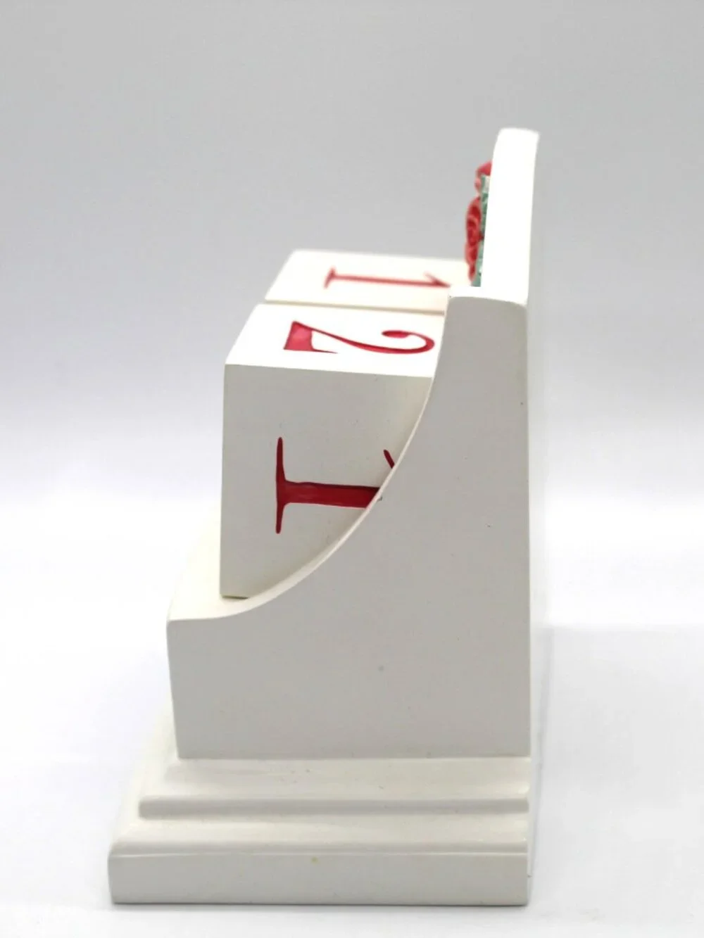 Hallmark Perpetual Desk Calendar White Wood Block With Red Rose Heavy Duty Vtg